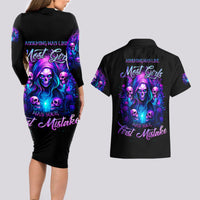 Witch Skull Couples Matching Long Sleeve Bodycon Dress and Hawaiian Shirt Assuming Was Like Most Girls Was Your First Mistake - Wonder Print Shop