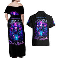 Witch Skull Couples Matching Off Shoulder Maxi Dress and Hawaiian Shirt Assuming Was Like Most Girls Was Your First Mistake - Wonder Print Shop