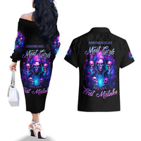 Witch Skull Couples Matching Off The Shoulder Long Sleeve Dress and Hawaiian Shirt Assuming Was Like Most Girls Was Your First Mistake - Wonder Print Shop