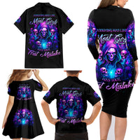 Witch Skull Family Matching Long Sleeve Bodycon Dress and Hawaiian Shirt Assuming Was Like Most Girls Was Your First Mistake - Wonder Print Shop