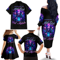 Witch Skull Family Matching Off Shoulder Long Sleeve Dress and Hawaiian Shirt Assuming Was Like Most Girls Was Your First Mistake - Wonder Print Shop