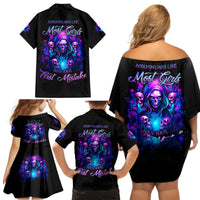 Witch Skull Family Matching Off Shoulder Short Dress and Hawaiian Shirt Assuming Was Like Most Girls Was Your First Mistake - Wonder Print Shop