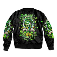 Irish Skull Bomber Jacket Good Girls Drink Wine Badass Girls Thug Beer - Wonder Print Shop
