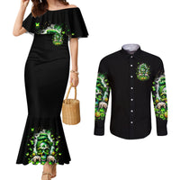 Irish Skull Couples Matching Mermaid Dress and Long Sleeve Button Shirt Good Girls Drink Wine Badass Girls Thug Beer