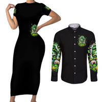 Irish Skull Couples Matching Short Sleeve Bodycon Dress and Long Sleeve Button Shirt Good Girls Drink Wine Badass Girls Thug Beer - Wonder Print Shop