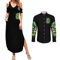 Irish Skull Couples Matching Summer Maxi Dress and Long Sleeve Button Shirt Good Girls Drink Wine Badass Girls Thug Beer - Wonder Print Shop