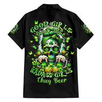 Irish Skull Family Matching Off Shoulder Long Sleeve Dress and Hawaiian Shirt Good Girls Drink Wine Badass Girls Thug Beer - Wonder Print Shop