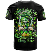 Irish Skull T Shirt Good Girls Drink Wine Badass Girls Thug Beer - Wonder Print Shop