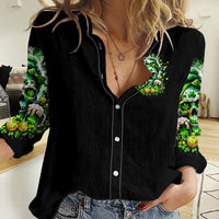 Irish Skull Women Casual Shirt Good Girls Drink Wine Badass Girls Thug Beer - Wonder Print Shop