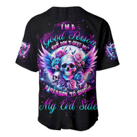 Wings Skll Baseball Jersey I'm A Good Person But Don't Give Me A Reason To Show My Evil - Wonder Print Shop