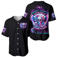 Wings Skll Baseball Jersey I'm A Good Person But Don't Give Me A Reason To Show My Evil - Wonder Print Shop