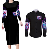 Wings Skll Couples Matching Long Sleeve Bodycon Dress and Long Sleeve Button Shirt I'm A Good Person But Don't Give Me A Reason To Show My Evil - Wonder Print Shop