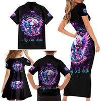 Wings Skll Family Matching Short Sleeve Bodycon Dress and Hawaiian Shirt I'm A Good Person But Don't Give Me A Reason To Show My Evil - Wonder Print Shop