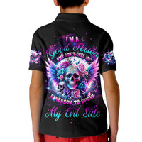 Wings Skll Kid Polo Shirt I'm A Good Person But Don't Give Me A Reason To Show My Evil - Wonder Print Shop