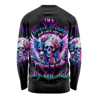 Wings Skll Long Sleeve Shirt I'm A Good Person But Don't Give Me A Reason To Show My Evil - Wonder Print Shop