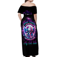 Wings Skll Off Shoulder Maxi Dress I'm A Good Person But Don't Give Me A Reason To Show My Evil - Wonder Print Shop
