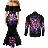 Fairy Skull Couples Matching Mermaid Dress and Long Sleeve Button Shirt In My Next Life I Want To Be The Karma Fairy