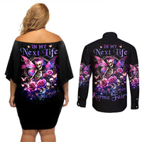 Fairy Skull Couples Matching Off Shoulder Short Dress and Long Sleeve Button Shirt In My Next Life I Want To Be The Karma Fairy - Wonder Print Shop
