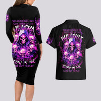 Witch Skull Couples Matching Long Sleeve Bodycon Dress and Hawaiian Shirt The Good Girl In Me Got Tired Of The Bullshit - Wonder Print Shop