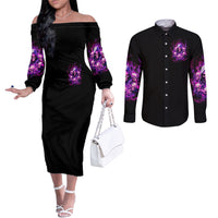 Witch Skull Couples Matching Off The Shoulder Long Sleeve Dress and Long Sleeve Button Shirt The Good Girl In Me Got Tired Of The Bullshit