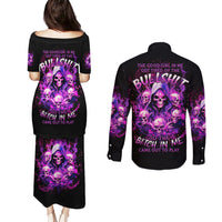 Witch Skull Couples Matching Puletasi and Long Sleeve Button Shirt The Good Girl In Me Got Tired Of The Bullshit - Wonder Print Shop