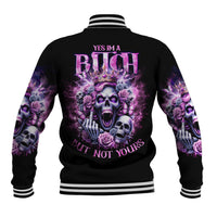 Queen Skull Baseball Jacket Yes I'm A Bitch But Not Yours - Wonder Print Shop