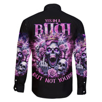 Queen Skull Family Matching Long Sleeve Bodycon Dress and Hawaiian Shirt Yes I'm A Bitch But Not Yours - Wonder Print Shop