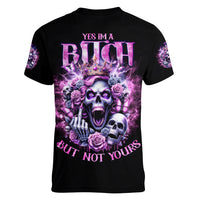 Queen Skull Women V Neck T Shirt Yes I'm A Bitch But Not Yours - Wonder Print Shop