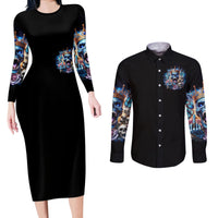 King Skull Couples Matching Long Sleeve Bodycon Dress and Long Sleeve Button Shirt Yes I'm Asshole But Not Yours - Wonder Print Shop