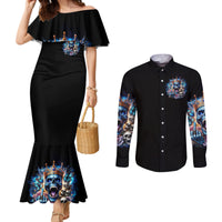 King Skull Couples Matching Mermaid Dress and Long Sleeve Button Shirt Yes I'm Asshole But Not Yours