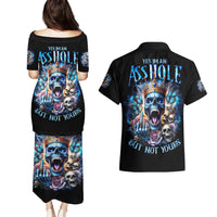 King Skull Couples Matching Puletasi and Hawaiian Shirt Yes I'm Asshole But Not Yours - Wonder Print Shop