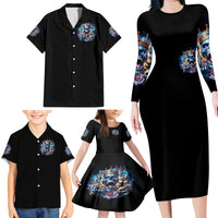 King Skull Family Matching Long Sleeve Bodycon Dress and Hawaiian Shirt Yes I'm Asshole But Not Yours - Wonder Print Shop