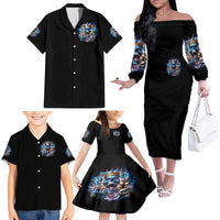 King Skull Family Matching Off Shoulder Long Sleeve Dress and Hawaiian Shirt Yes I'm Asshole But Not Yours - Wonder Print Shop