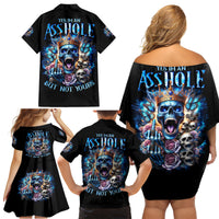 King Skull Family Matching Off Shoulder Short Dress and Hawaiian Shirt Yes I'm Asshole But Not Yours - Wonder Print Shop