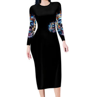 King Skull Long Sleeve Bodycon Dress Yes I'm Asshole But Not Yours - Wonder Print Shop