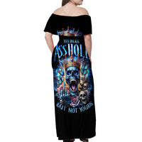 King Skull Off Shoulder Maxi Dress Yes I'm Asshole But Not Yours - Wonder Print Shop