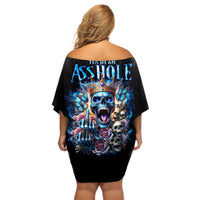 King Skull Off Shoulder Short Dress Yes I'm Asshole But Not Yours - Wonder Print Shop