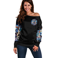 King Skull Off Shoulder Sweater Yes I'm Asshole But Not Yours - Wonder Print Shop