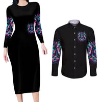 Queen Skull Couples Matching Long Sleeve Bodycon Dress and Long Sleeve Button Shirt Bitch I'm Not A Princess I'm The Fucking Queen - Wonder Print Shop