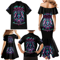 Queen Skull Family Matching Mermaid Dress and Hawaiian Shirt Bitch I'm Not A Princess I'm The Fucking Queen - Wonder Print Shop