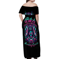 Queen Skull Family Matching Off Shoulder Maxi Dress and Hawaiian Shirt Bitch I'm Not A Princess I'm The Fucking Queen - Wonder Print Shop