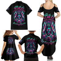 Queen Skull Family Matching Summer Maxi Dress and Hawaiian Shirt Bitch I'm Not A Princess I'm The Fucking Queen - Wonder Print Shop