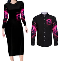 Reaper Skull Couples Matching Long Sleeve Bodycon Dress and Long Sleeve Button Shirt I'm A Good Person But Don't Give Me A Reason To Show My Evil - Wonder Print Shop