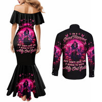 Reaper Skull Couples Matching Mermaid Dress and Long Sleeve Button Shirt I'm A Good Person But Don't Give Me A Reason To Show My Evil
