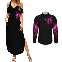 Reaper Skull Couples Matching Summer Maxi Dress and Long Sleeve Button Shirt I'm A Good Person But Don't Give Me A Reason To Show My Evil - Wonder Print Shop