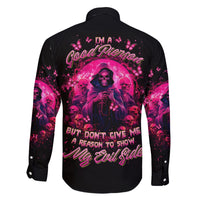 Reaper Skull Family Matching Long Sleeve Bodycon Dress and Hawaiian Shirt I'm A Good Person But Don't Give Me A Reason To Show My Evil - Wonder Print Shop