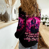 Reaper Skull Women Casual Shirt I'm A Good Person But Don't Give Me A Reason To Show My Evil - Wonder Print Shop
