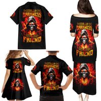 Flame Skull Family Matching Puletasi and Hawaiian Shirt Hello Darkness My Old Friend - Wonder Print Shop