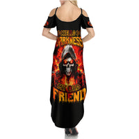 Flame Skull Family Matching Summer Maxi Dress and Hawaiian Shirt Hello Darkness My Old Friend - Wonder Print Shop