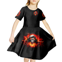 Flame Skull Kid Short Sleeve Dress Hello Darkness My Old Friend - Wonder Print Shop